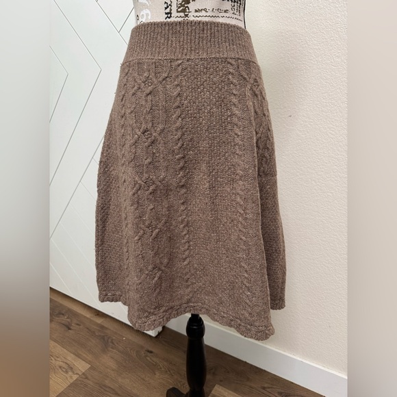 Moth Anthropologie Taupe Wool Knit A-Line Skirt - Picture 2 of 4